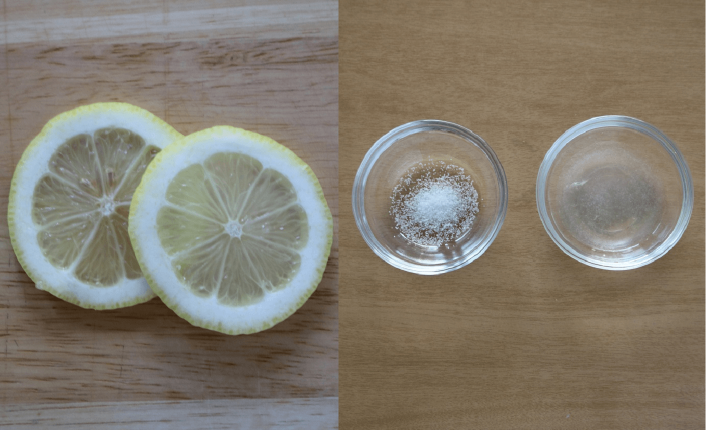 レモンの輪切り、レモン汁、塩